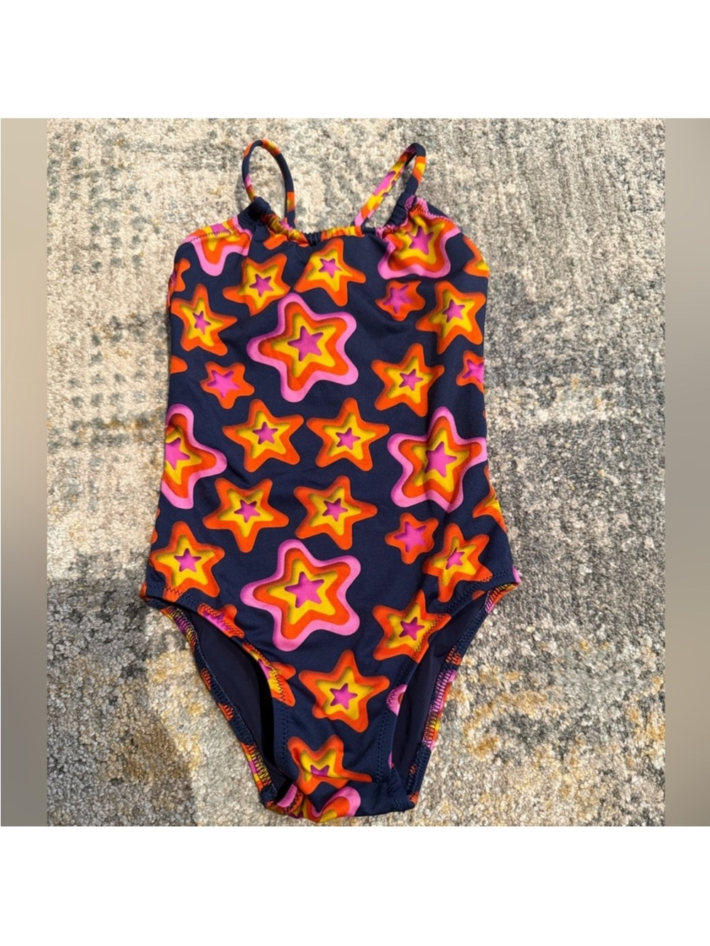 Vilebrequin Navy One-Piece with Pink & Orange Star Pattern